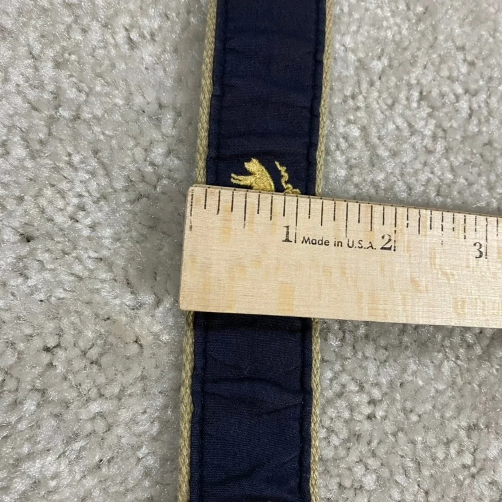 Brooks Brothers Belt Mens XL Navy Blue Golden Fleece Embroidered D-Ring Preppy